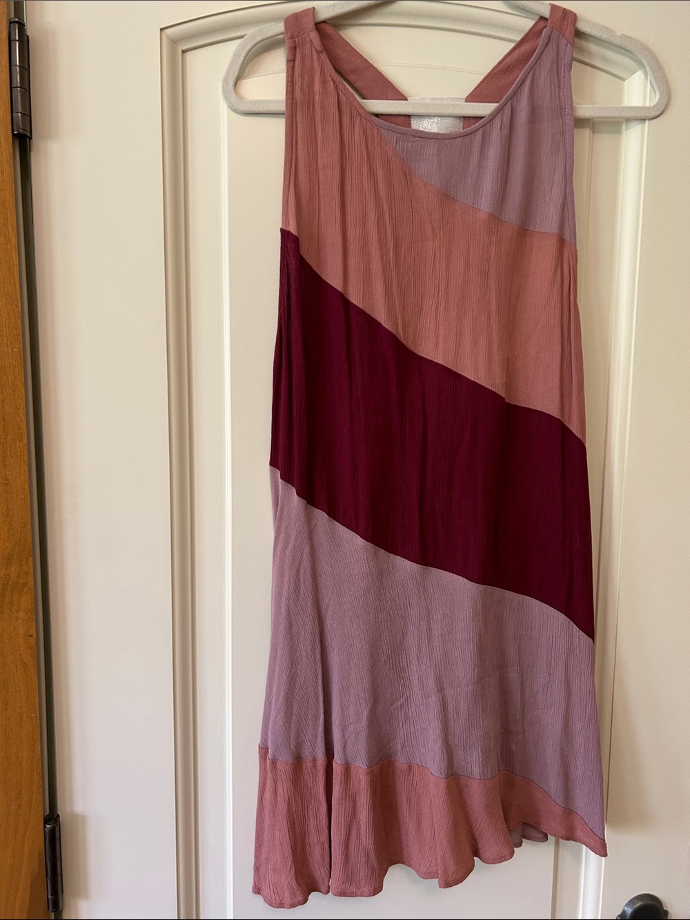 Free People Diagonal Colorblock Tank Dress in Dusty Rose, Mauve & Berry STEAL